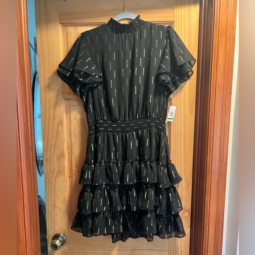 MSK Black and Gold Ruffle Dress